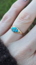 Load image into Gallery viewer, 2572- Antique 15ct Gold Geometric Set Turquoises Ring- From 1913
