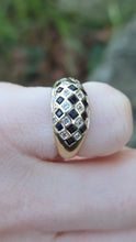 Load image into Gallery viewer, 0636: Vintage 9ct Gold Blue Sapphires Natural Sparkling Diamonds Geometric Set Rng

