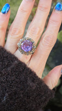Load image into Gallery viewer, 2687: Vintage &amp; Rare 14ct Gold Colour Change Purple Sapphire 10 Diamonds Cocktail Ring
