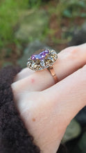 Load image into Gallery viewer, 2687: Vintage &amp; Rare 14ct Gold Colour Change Purple Sapphire 10 Diamonds Cocktail Ring
