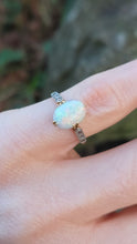 Load image into Gallery viewer, 2109 Vintage: 18ct Gold Cabochon White Opal Diamonds Dress Ring
