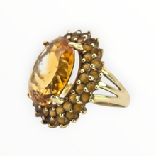 Load image into Gallery viewer, 2563: 9ct Gold 41 Vibrant Citrines Cocktail Cluster Ring
