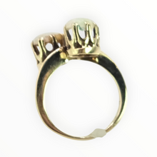 Load image into Gallery viewer, 2573: Vintage 14ct Gold Cabochon White Opals Bypass Ring
