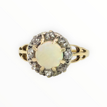 Load image into Gallery viewer, 2777: 18ct Gold White Opal Diamonds Flower Head Ring
