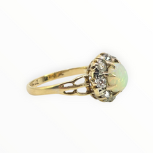 Load image into Gallery viewer, 2777: 18ct Gold White Opal Diamonds Flower Head Ring
