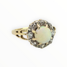 Load image into Gallery viewer, 2777: 18ct Gold White Opal Diamonds Flower Head Ring
