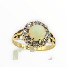 Load image into Gallery viewer, 2777: 18ct Gold White Opal Diamonds Flower Head Ring
