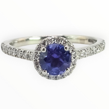 Load image into Gallery viewer, 2704 Vintage Platinum Tanzanite 32 Natural Sparkling Diamonds Ring
