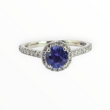 Load image into Gallery viewer, 2704 Vintage Platinum Tanzanite 32 Natural Sparkling Diamonds Ring
