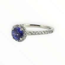 Load image into Gallery viewer, 2704 Vintage Platinum Tanzanite 32 Natural Sparkling Diamonds Ring
