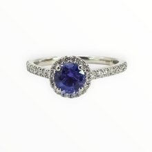 Load image into Gallery viewer, 2704 Vintage Platinum Tanzanite 32 Natural Sparkling Diamonds Ring
