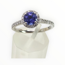 Load image into Gallery viewer, 2704 Vintage Platinum Tanzanite 32 Natural Sparkling Diamonds Ring
