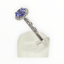 Load image into Gallery viewer, 2704 Vintage Platinum Tanzanite 32 Natural Sparkling Diamonds Ring
