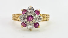Load image into Gallery viewer, 2715 Vintage 18ct Gold Rubies Diamonds Geometric Set Ring

