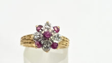 Load image into Gallery viewer, 2715 Vintage 18ct Gold Rubies Diamonds Geometric Set Ring
