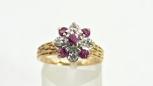 Load image into Gallery viewer, 2715 Vintage 18ct Gold Rubies Diamonds Geometric Set Ring
