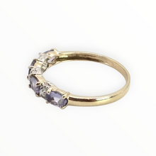 Load image into Gallery viewer, 2757: Vintage 9ct Gold Violet Blue Tanzanites Diamonds Stacker/Half Eternity Ring
