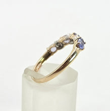Load image into Gallery viewer, 2757: Vintage 9ct Gold Violet Blue Tanzanites Diamonds Stacker/Half Eternity Ring
