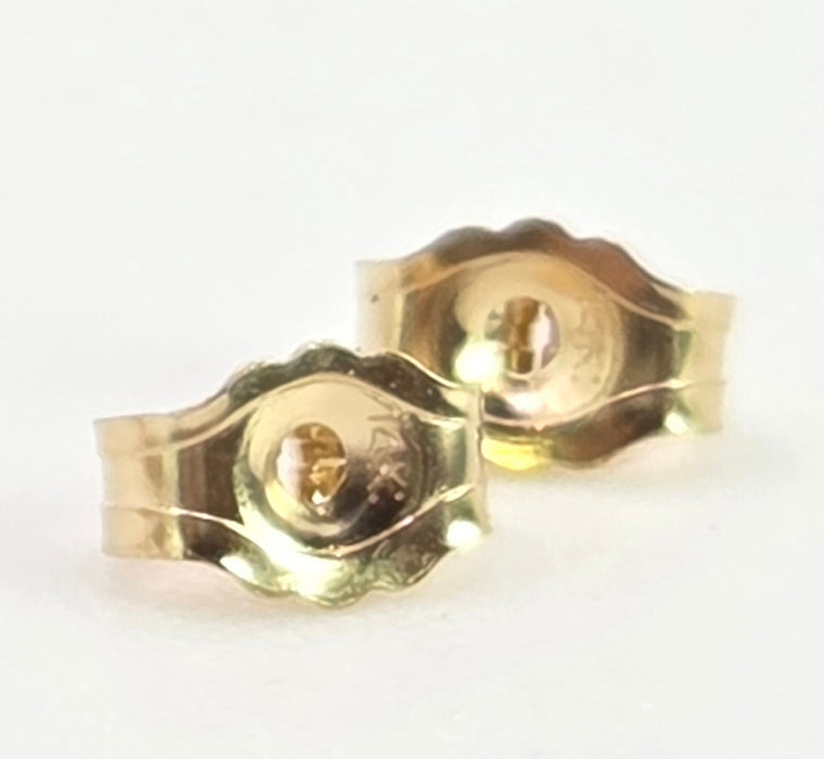 2758:  Vintage 14ct Gold Round Full Cut Diamonds Floral Stud Earrings