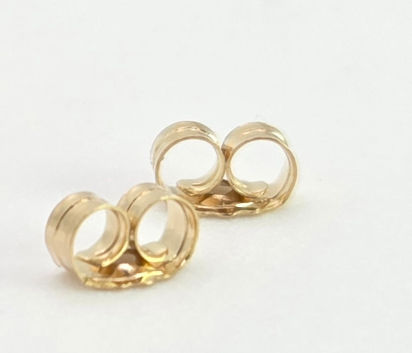 2758:  Vintage 14ct Gold Round Full Cut Diamonds Floral Stud Earrings