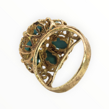Load image into Gallery viewer, 2787: Vintage 9ct Gold Turquoises Cluster Cocktail Ring- From 1975
