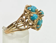 Load image into Gallery viewer, 2787: Vintage 9ct Gold Turquoises Cluster Cocktail Ring- From 1975
