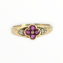 Load image into Gallery viewer, 2796 Vintage 9ct Gold Rubies Diamonds Geometric Set Dress Ring
