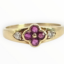 Load image into Gallery viewer, 2796 Vintage 9ct Gold Rubies Diamonds Geometric Set Dress Ring
