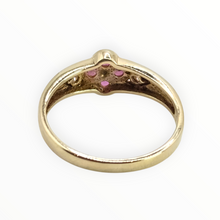 Load image into Gallery viewer, 2796 Vintage 9ct Gold Rubies Diamonds Geometric Set Dress Ring
