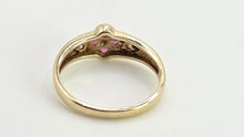 Load image into Gallery viewer, 2796 Vintage 9ct Gold Rubies Diamonds Geometric Set Dress Ring
