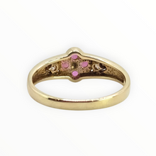 Load image into Gallery viewer, 2796 Vintage 9ct Gold Rubies Diamonds Geometric Set Dress Ring
