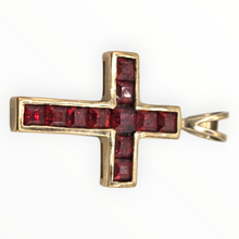 Load image into Gallery viewer, 2812: Vintage 9ct Gold Garnets Cross Pendant
