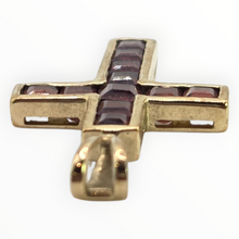 Load image into Gallery viewer, 2812: Vintage 9ct Gold Garnets Cross Pendant
