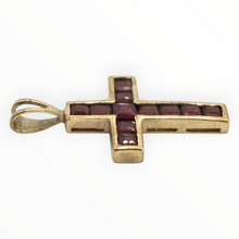 Load image into Gallery viewer, 2812: Vintage 9ct Gold Garnets Cross Pendant
