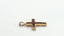 Load image into Gallery viewer, 2812: Vintage 9ct Gold Garnets Cross Pendant

