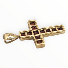 Load image into Gallery viewer, 2812: Vintage 9ct Gold Garnets Cross Pendant
