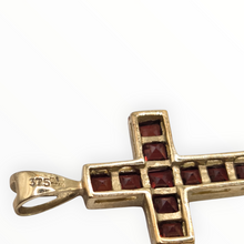 Load image into Gallery viewer, 2812: Vintage 9ct Gold Garnets Cross Pendant
