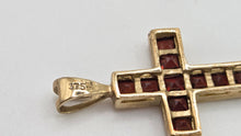Load image into Gallery viewer, 2812: Vintage 9ct Gold Garnets Cross Pendant
