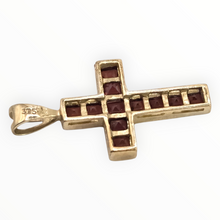 Load image into Gallery viewer, 2812: Vintage 9ct Gold Garnets Cross Pendant
