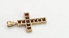 Load image into Gallery viewer, 2812: Vintage 9ct Gold Garnets Cross Pendant
