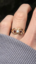 Load image into Gallery viewer, 0598: Vintage 9ct Gold Opals Garnet Dress Ring
