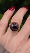 Load image into Gallery viewer, 2959- Vintage 9ct Gold 12 Vivid Red Garnets Cluster Ring- Pre-1975

