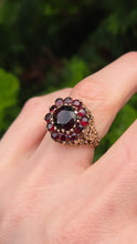 Load image into Gallery viewer, 2959- Vintage 9ct Gold 12 Vivid Red Garnets Cluster Ring- Pre-1975
