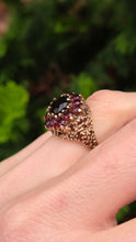 Load image into Gallery viewer, 2959- Vintage 9ct Gold 12 Vivid Red Garnets Cluster Ring- Pre-1975
