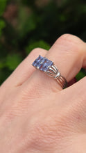 Load image into Gallery viewer, 2404 Vintage: 9ct White Gold Light Blue Sapphires Dress Ring
