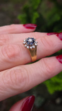 Load image into Gallery viewer, 0346: Vintage: 18ct Gold French Blue Sapphires Diamonds Flower Head Ring-From 1960's
