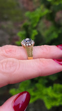 Load image into Gallery viewer, 0346: Vintage: 18ct Gold French Blue Sapphires Diamonds Flower Head Ring-From 1960's
