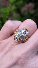 Load image into Gallery viewer, 2712- Vintage: 18ct Gold Blue Aquamarines Baguette Diamonds Cocktail Ring- Wow
