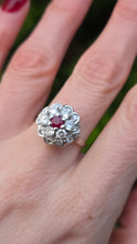 Load image into Gallery viewer, 2821- Vintage 14ct White Gold  Ruby Natural Sparkling Diamonds (1.58ct) Cluster Ring

