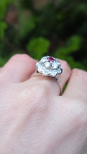 Load image into Gallery viewer, 2821- Vintage 14ct White Gold  Ruby Natural Sparkling Diamonds (1.58ct) Cluster Ring
